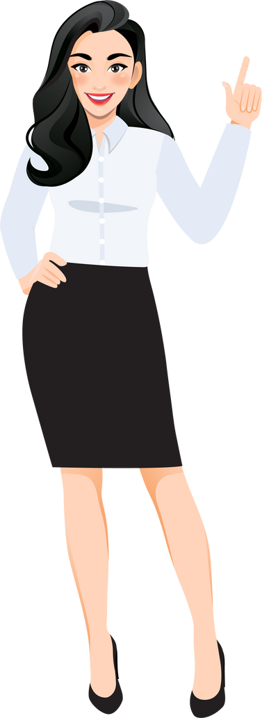 Woman Point up to present gesture