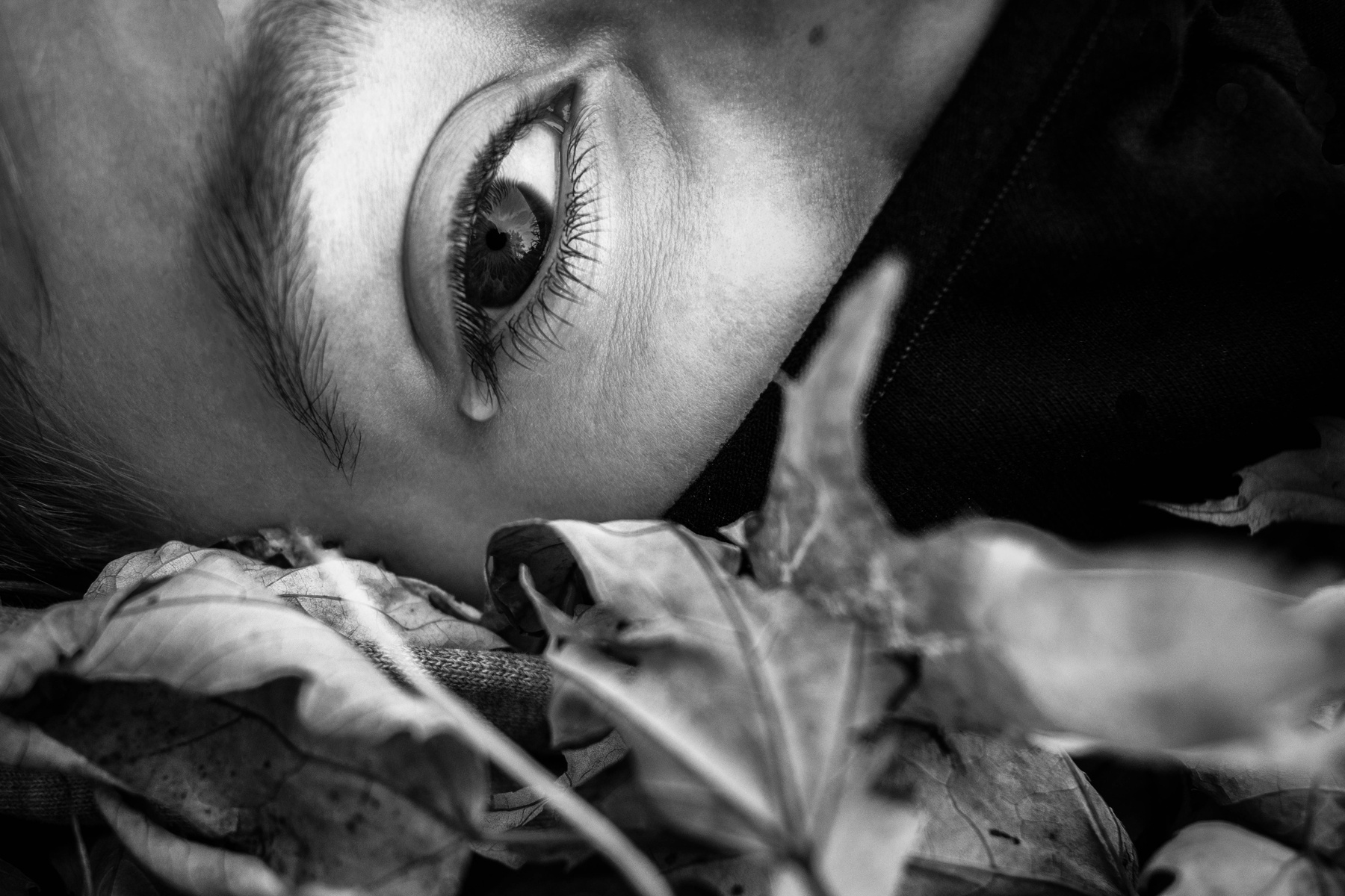 Grayscale Photo of Woman Crying